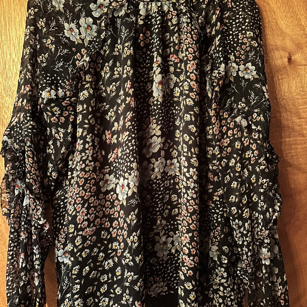 LOFT Black Floral Blouse